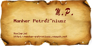 Manher Petróniusz névjegykártya